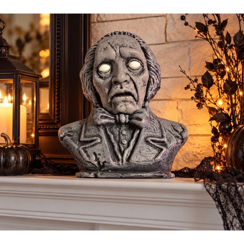 Haunted Ghost Prop Gray Light Up Red Eyes Gothic Decor Halloween Decoration